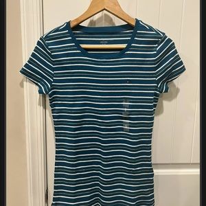 Tommy Hilfiger Striped Round Neck T-Shirt Size Small Blue